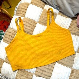 Aerie Mustard Yellow Ribbed Shelf Bra Top XL
